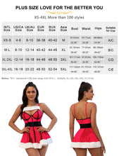 Load image into Gallery viewer, Christmas Costume Holiday Fashion Sexy Red Erotic Sleepwears Hot Lingerie Dress Playful Nightgowns Plus Size Women&#39;s Pajamas Set
