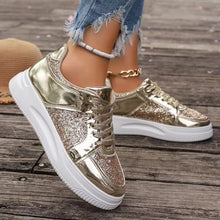 Load image into Gallery viewer, Women&#39;s Gold Sequins Platform Sneakers Autumn Fashion Casual Sports Shoes Thick Bottom Vulcanized Shoes
