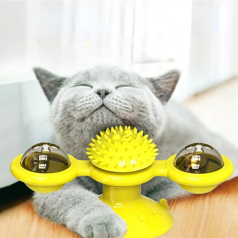 Cat Toy Interactive Pet Toys for Cats Puzzle Cat Game Toy With Whirligig Turntable for Kitten Brush Teeth Pet Supplies