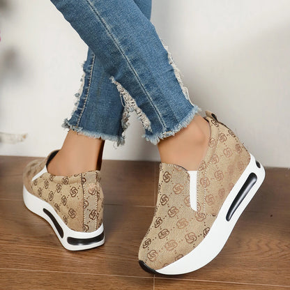 Fashion Embroidered Platform Sneakers for Women Spring Comfort Slip On Walking Shoes Woman Lightweight Thick Sole Sneakers