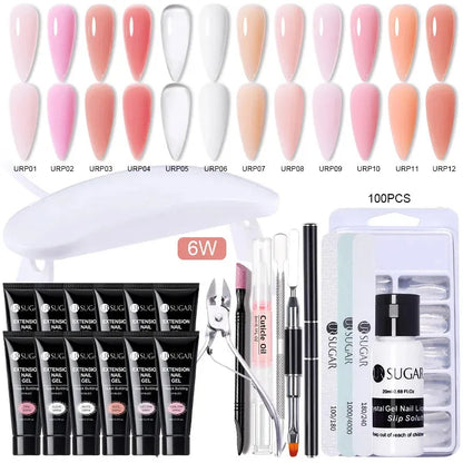 15ml Extension Gel Set Kits Semi Permanent Acrylic Hard Gel White Clear Nude Gel Nail Polish Nail Art Construction Gel - Shop & Buy