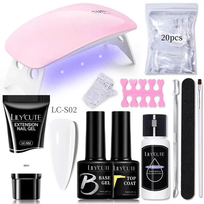 10ML Extension Nail Gel Set Manicure Set With 6W UV Lamp Finger Extend Mold Nail Kit Nail Art Quick Extension Tool Kit - Shop & Buy