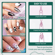 Load image into Gallery viewer, Nail Art Liner Gel Polish Set Classic Glitter Reflective Colors Swirl Manicure Design Shiny Gold Silver Black White 8ml
