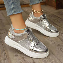 Load image into Gallery viewer, Women&#39;s Gold Sequins Platform Sneakers Autumn Fashion Casual Sports Shoes Thick Bottom Vulcanized Shoes
