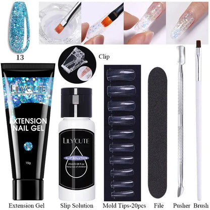 Extension Gel Nail Polish Kit Quick Extension Manicure Gel Set Finger Extend Mold Nail Brush Nail Art Tool Set Supplies - Shop & Buy