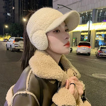 Load image into Gallery viewer, Fashion Trend With Earflaps Empty Top Baseball Caps Lambswool Knitted Women&#39;s Hat Autumn Winter Thicker Warm Cap
