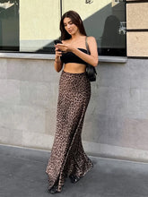 Load image into Gallery viewer, Vintage Women&#39;s Leopard Print Satin Skirt Autumn New Bodycon High Waist Midi Skirt Female Fashion All-match Streetwear
