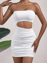 Load image into Gallery viewer, Women Sexy Backless Sleeveless Mini Dress Strapless White Hollow Out Party Pleated Bodycon Short Dresses
