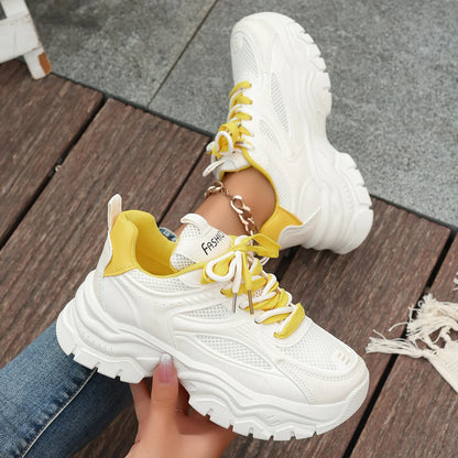 Chunky Platform Sneakers for Women Spring Fashion Thick Sole Vulcanized Shoes Woman Non Slip Breathable Sports Shoes Ladies