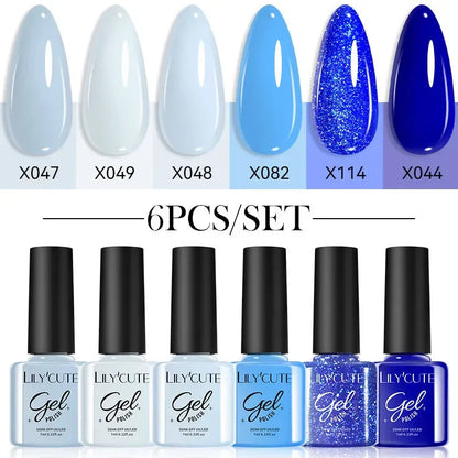 6PCS/SET Color Nail Gel Polish Set Kits Base Top Coat Varnish Soak Off UV Gel LED Semi Permanent All For Manicure - Shop & Buy