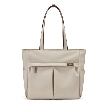 Women Work Tote Bag with Laptop Compartment Pockets Elegant Tote Bag Zipper Khaki Female Shoulder Bag - Shop & Buy