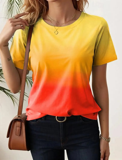 Women's T-Shirts For Women 3d Gradient Print  Tees Casual Street Femalewear - Shop & Buy