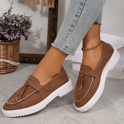 Women's Metal Decoration Loafers Comfortable Slip On Flat Shoes for Women Spring Summer Lightweight Casual Flats Plus Size