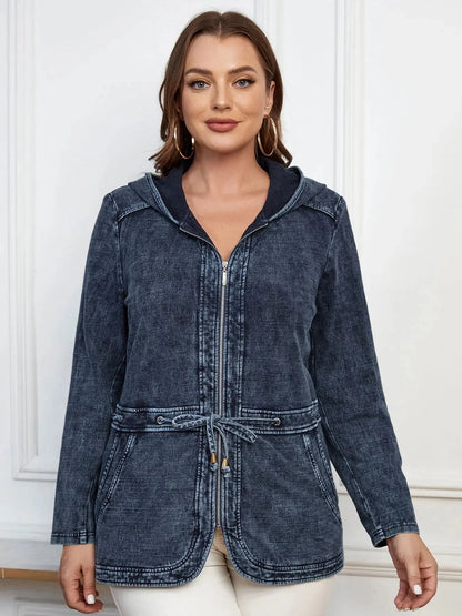 Women's Plus Size Denim Jacket Women's Casual High End Stretch Knit Denim Jacket - Shop & Buy