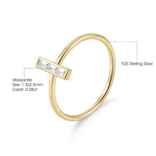 Load image into Gallery viewer, Unique Fashion Moissanite Rectangle Statement Band Ring 925 Sterling Silver  Baguette Bar Ring
