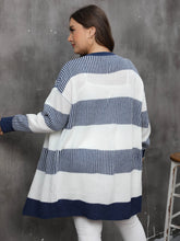 Load image into Gallery viewer, Winter Casual Long Plus Size Sweater Cardigan Women Stripe Large Cardigans Ladies Loose Oversized Knitted Coat
