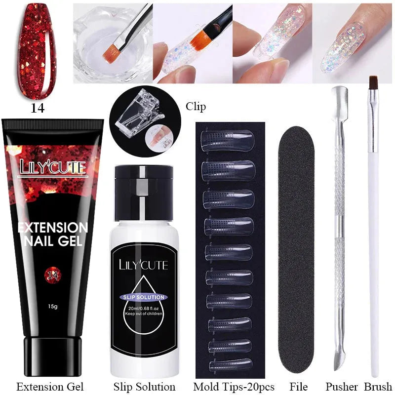 Extension Gel Nail Polish Kit Quick Extension Manicure Gel Set Finger Extend Mold Nail Brush Nail Art Tool Set Supplies - Shop & Buy