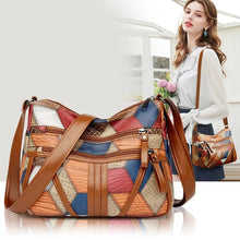 Load image into Gallery viewer, Patchwork Shoulder Bag Women&#39;s Cross Bag Elegant Handbag with Adjustable Strap Crossbody Sling Purse
