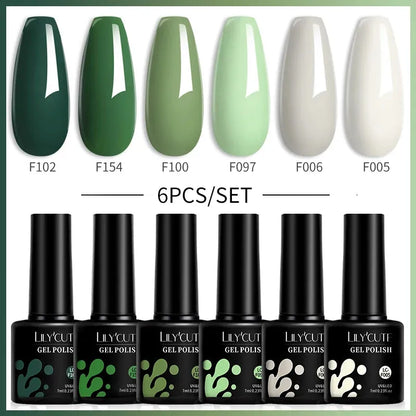 6PCS/SET Color Nail Gel Polish Set Kits Base Top Coat Varnish Soak Off UV Gel LED Semi Permanent All For Manicure - Shop & Buy