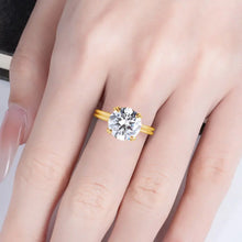 Load image into Gallery viewer, 14K Gold Plated Sterling Silver 5ct Round Cut Moissanite Soitaire Engagement Rings
