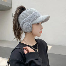 Load image into Gallery viewer, Fashion Trend With Earflaps Empty Top Baseball Caps Lambswool Knitted Women&#39;s Hat Autumn Winter Thicker Warm Cap
