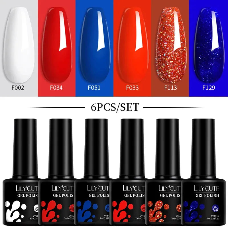 6Pcs/Set Macaron Color Gel Nail Polish Set Kit Spring 6 Colors UV LED Nail Art Gel Vernis Semi Permanent Base Top Coat - Shop & Buy