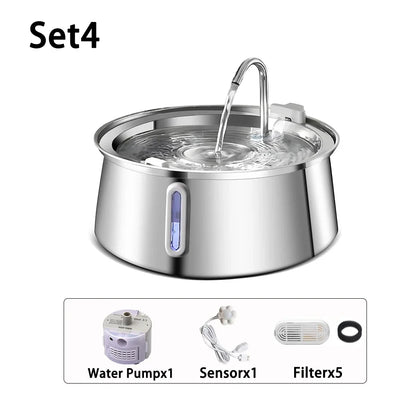 4L Cat Drinking Fountain Automatic Stainless Steel Pet Cats Water Dispenser Ultra-quiet Pump Drink Foutain For Multiple Pets