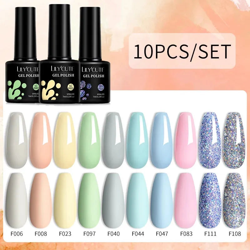 10PCS/Set Gel Nail Polish Brown Earth Coffee Color Series Gel Semi Permanent UV LED Gel Nail Art Soak Off Nail Gel Set - Shop & Buy