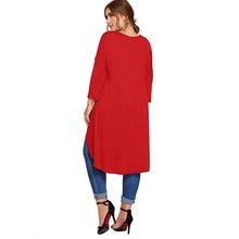 Load image into Gallery viewer, Plus Size Long Sleeve Elegant Tunic T Shirt Women Long Hi Low Fit Flare Spring Autumn Swing Blouse
