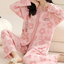 Load image into Gallery viewer, Japanese Kimono Autumn Winter Women Pajamas Sets Faux Cotton Long Sleeves Homesuits
