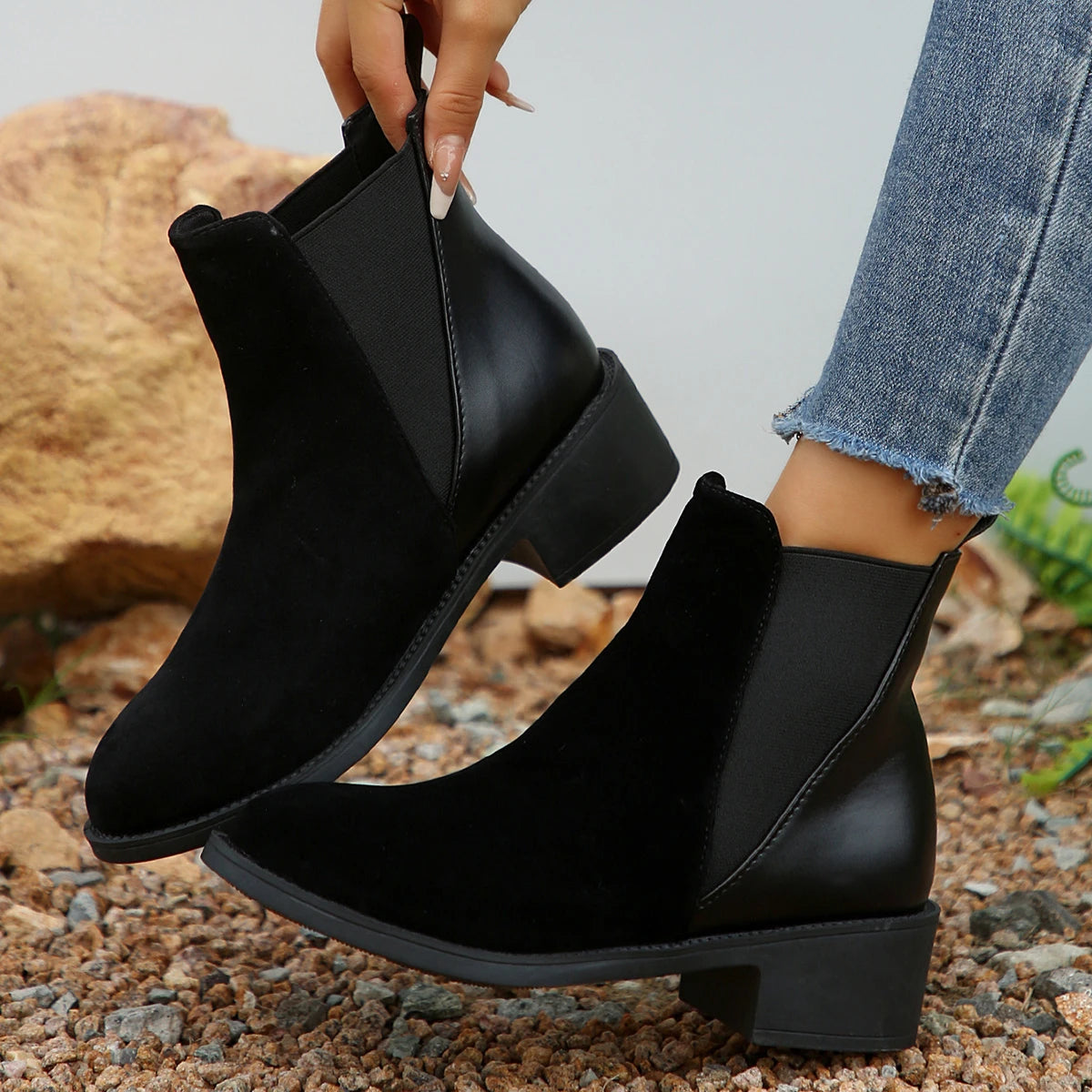 Women's Autumn Winter Ankle Boots Comfortable Warm Low Heeled Short Boots - Shop & Buy