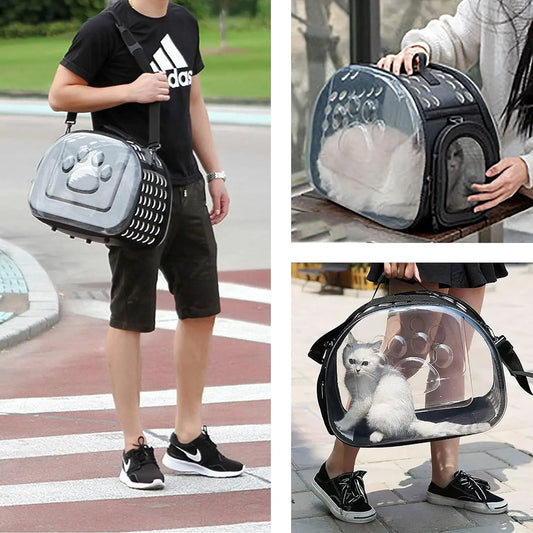 Outdoor Cat Carrier Backpack Pet Shoulder Bag Cat Carrier Travel Breathable Handbag Puppy & Kitten Capsule Transparent Cat Bag