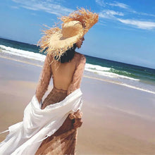 Load image into Gallery viewer, New Natural Raffia Hat Women Summer Hand Woven Straw Hat Gilrs Holiday Sun Hat Wide Brim Sun Hat
