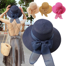 Load image into Gallery viewer, New Summer Sunscreen Hat Bowknot Straw Hat for Women Fashion Wide Brim Sunhat Beach Cap
