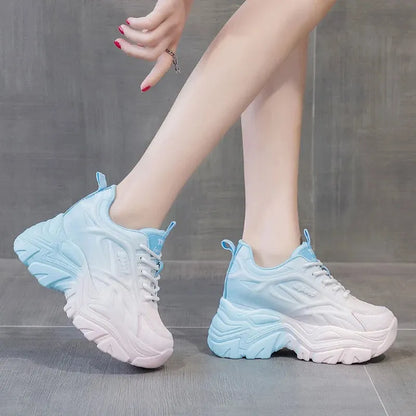 Women's Mix Color Chunky Sneakers Spring Breathable Mesh Platform Sports Shoes - Shop & Buy