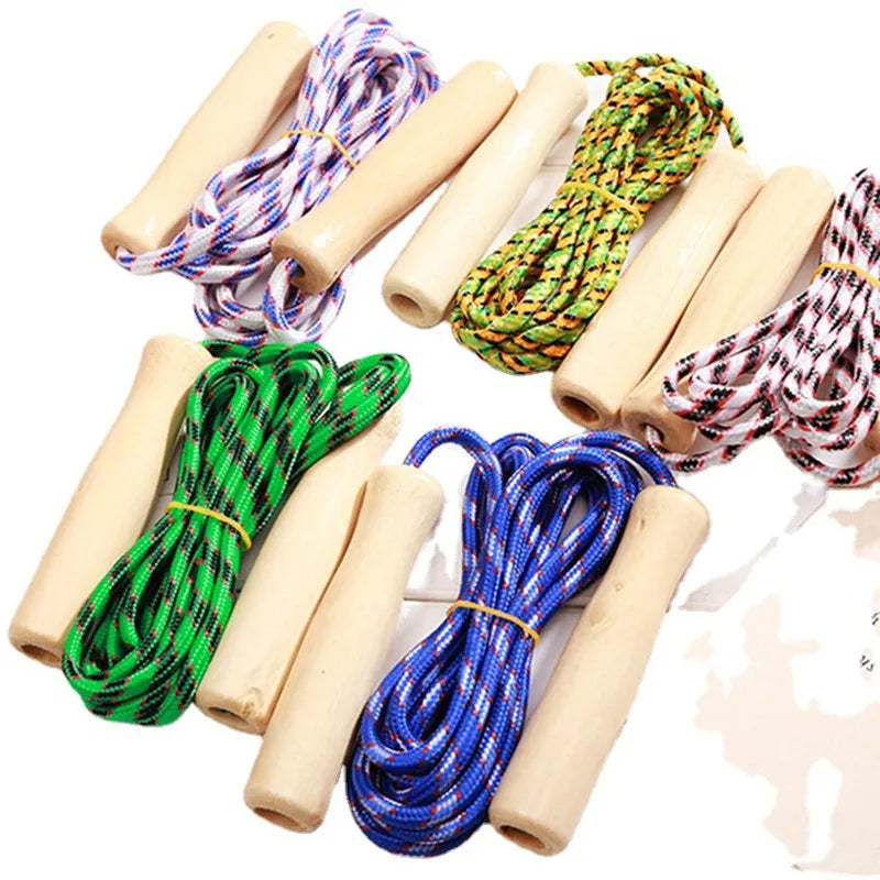 1 Pcs Wooden Handle Skipping Rope Color Random Gym Fitness Equipment School Group Sports Multi Person Jumping Rope