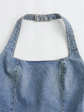 Load image into Gallery viewer, Summer temperament casual sexy backless halter neck slim fit denim dress short skirt
