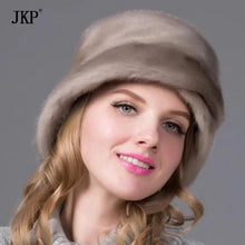 Load image into Gallery viewer, Fashion Female Woman Hats Keep Warm Winter Hat Bonnets for Women Luxury Wedding Ceremony Elegant Real Mink Fur Caps
