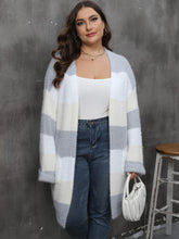 Load image into Gallery viewer, Winter Casual Long Plus Size Sweater Cardigan Women Stripe Large Cardigans Ladies Loose Oversized Knitted Coat
