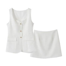 Load image into Gallery viewer, Elegant Vest Skirts Set Women Square Collar Sleeveless Tank Hip Package Mini Skirt 2 Pieces
