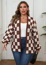 Load image into Gallery viewer, Winter Casual Plaid Plus Size Sweater Cardigan Women Open Front Large Cardigan Lady Loose Oversize Knitted Coat
