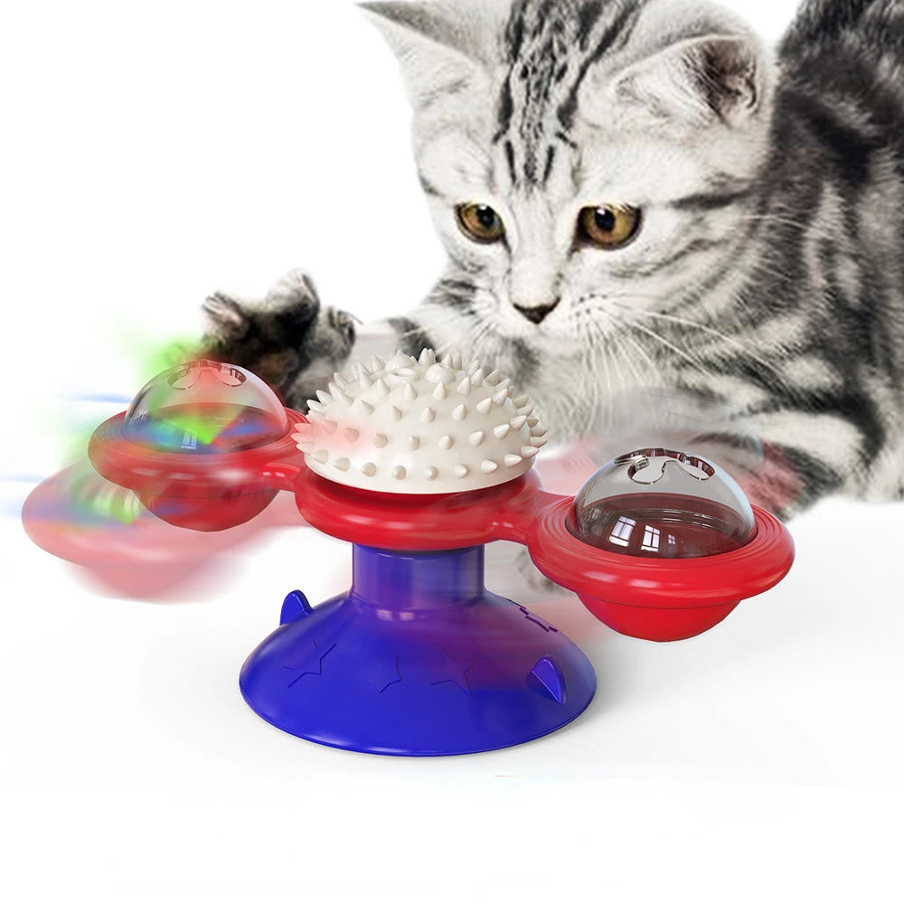 Cat Toy Interactive Pet Toys for Cats Puzzle Cat Game Toy With Whirligig Turntable for Kitten Brush Teeth Pet Supplies