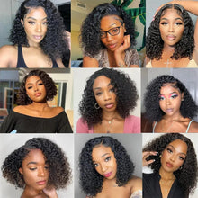 Load image into Gallery viewer, Curly Bob Wig Human Hair 13x4 Lace Front Wigs Pre Plucked For Black
