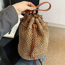 Load image into Gallery viewer, Weaving Bag Women New Fashion Bucket Bag Summer Niche Hundred Straw Beach Single Shoulder Crossbody Bag
