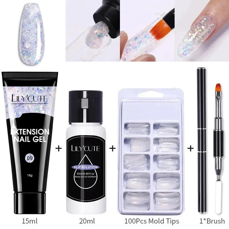 Extension Gel Nail Polish Kit Quick Extension Manicure Gel Set Finger Extend Mold Nail Brush Nail Art Tool Set Supplies - Shop & Buy