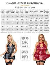 Load image into Gallery viewer, Plus Size Garter Lingeries Faux Leather Hollow Out One-Piece Ruffled Dress Lace Nighty Halter Neck Sleepwear Woman Babydoll Sexy
