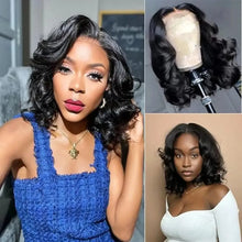 Load image into Gallery viewer, Boby Wave Human Hair Wig For Women Curly Bob 13x4 HD Transparent Lace Frontal Wig 100% Real Human Hair
