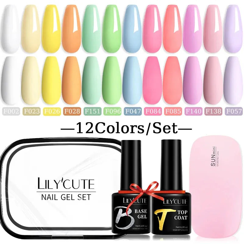 12PCs 7ml Spring Macaron Nail Gel Polish Set Semi Permanent UV Gel For Manicure Soak Off Gel Nail Polish Kit Varnishes - Shop & Buy