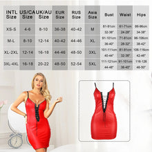 Load image into Gallery viewer, Plus Size Faux Leather Night Dress Women Nightie Lingerie Nightdress Bodycon Sleeveless Strap
