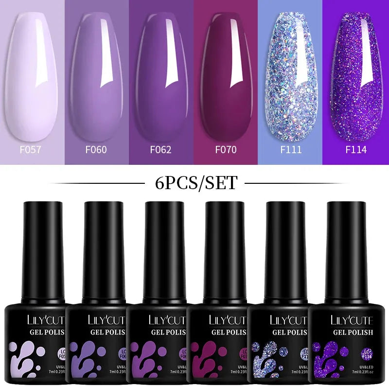 6Pcs/Set Macaron Color Gel Nail Polish Set Kit Spring 6 Colors UV LED Nail Art Gel Vernis Semi Permanent Base Top Coat - Shop & Buy